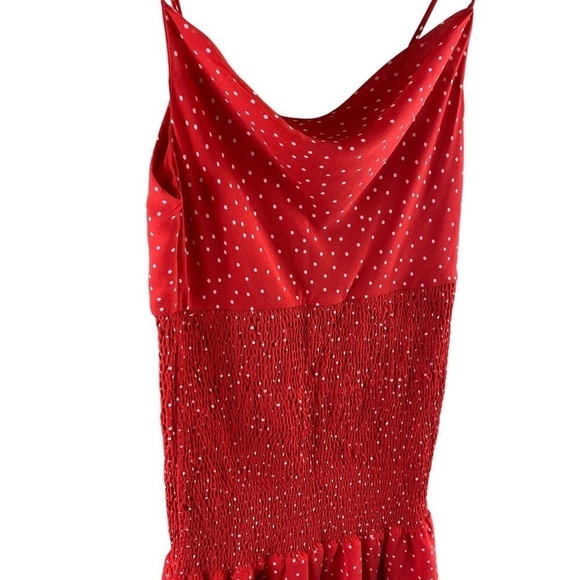 Lush‎ Minnie Mouse Bounding Red Polka Dot Smocked Waist Chiffon Mini Dress Sz S - Picture 6 of 6